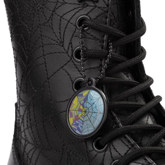 Dr Doc Martens Wednesday Jadon 8 Eye Lace Up Boots Black Spider Web Women US 7 - Picture 5 of 6